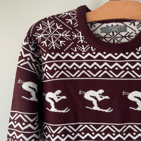 NWOT Denver Hayes Ski Knit Pullover Sweater Grandpa Burgundy Mens Size Medium - Picture 6 of 8